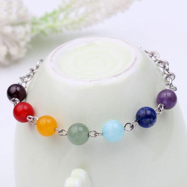 

women chakra bracelet yoga reiki healing balance chakra stone bracelets beads charm bracelets jewelry, Golden;silver