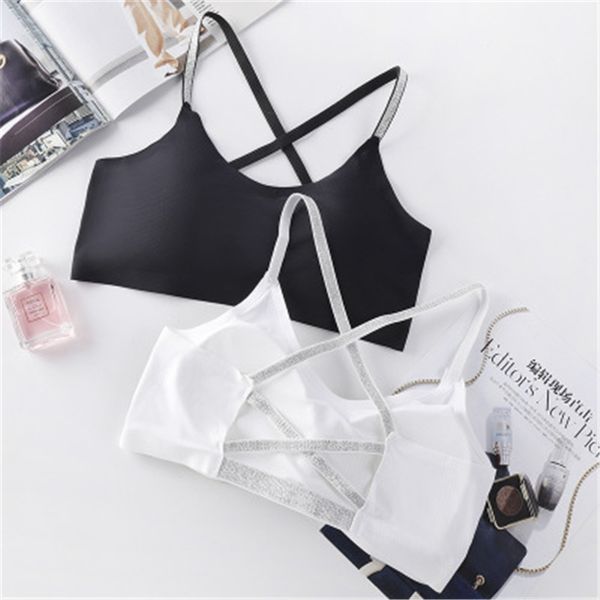 

gym clothing sport bra women black white large size a-d cotton breathable pad yoga fitness running active beauty back cross, White;black