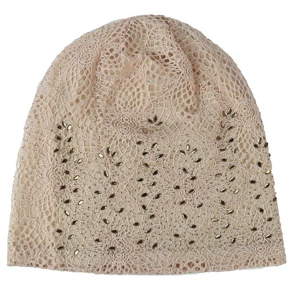 

women sleeping casual autumn hair loss hollowed out chemotherapy cap lace rhinestone studded turban hat cotton blend knitting, Blue;gray
