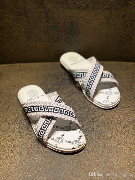 

luxury designer summer men's fashion slippers, comfortable slippers at homead, Red;white