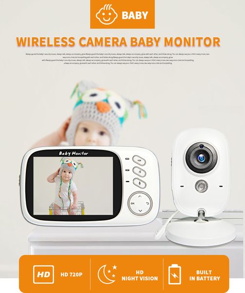 

wireless video color baby monitor 3.2 inch high resolution baby nanny security camera night vision temperature sleeping monitor