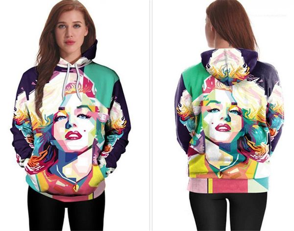 

new beauty watercolor digital print hoodie womens clothing womens print hoodies colorful long sleeve autumn and winter, Black