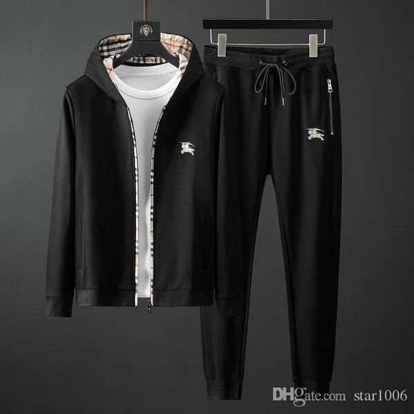 

2020 new sports track suit suit wild hooded collar men sweatsuit casual tide brand long-sleeved running cotton suit mens tracksuit, Gray