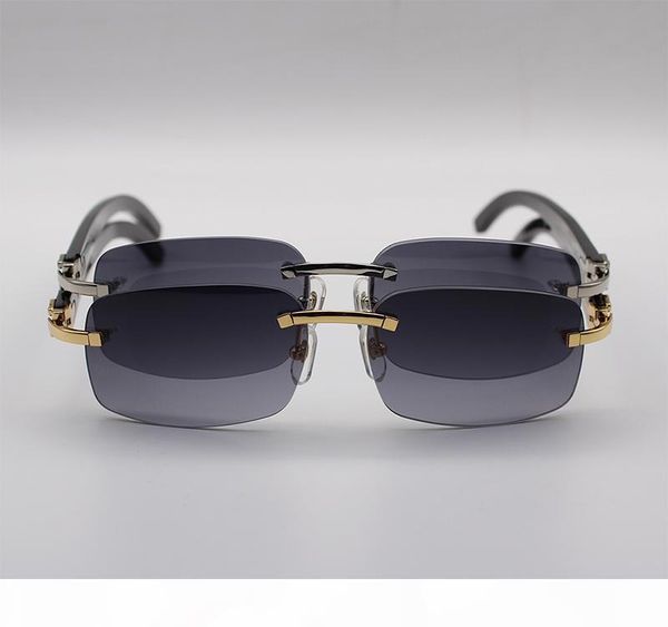 

luxury rimless sun glasses black buffalo horn glasses men women brand designer sunglasses with original packaging accessories, White;black