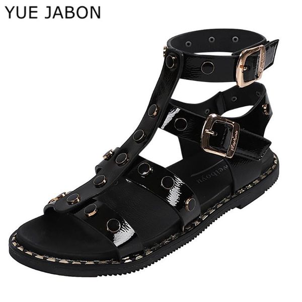 

2020 summer shoes women sandals holiday beach flat shoes rome pu leather comfortable ladies outdoor zapatillas mujer, Black