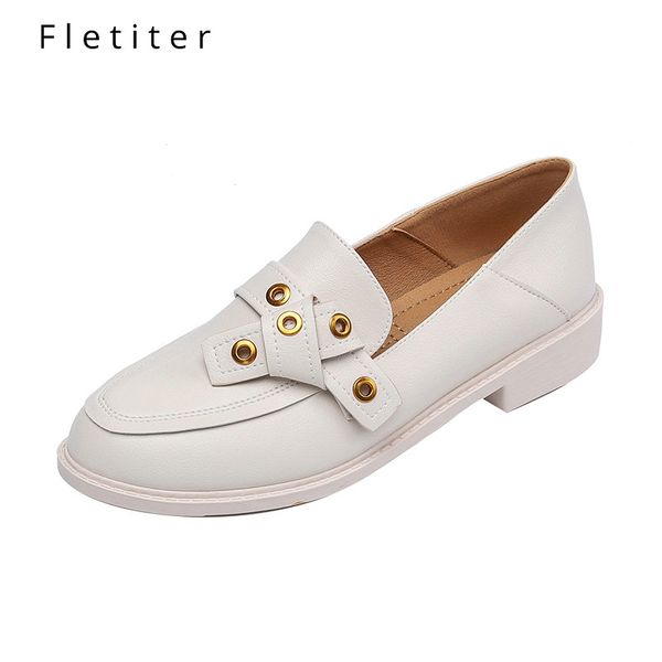 

2020 women casual round toe black oxford shoes for woman flats comfortable slip on leather male loafers shoes fletiter