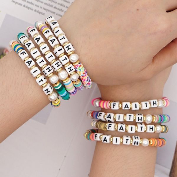 

bohemian heishi beads bracelets for women handmade bracelet multi-color stackable letter bracelet pulsera mujer beach jewelry, Black