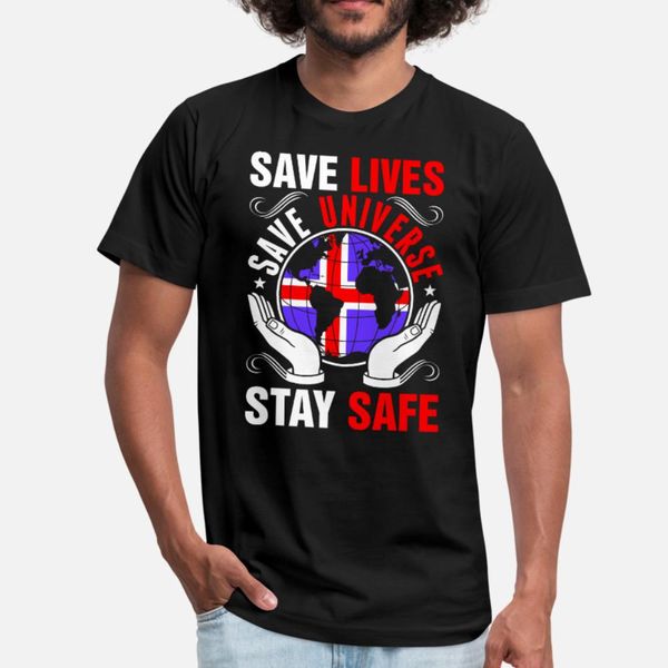 

save lives save universe stay safe icelander tees t shirt men custom tee shirt o neck pictures loose new style spring autumn pattern, White;black