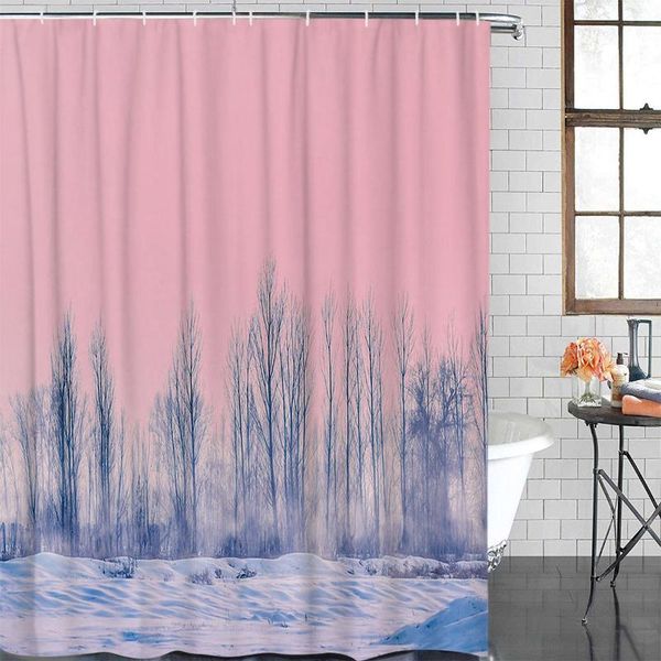 

shower curtains bathroom waterproof curtain dead wood woods fog snow fabric home decor