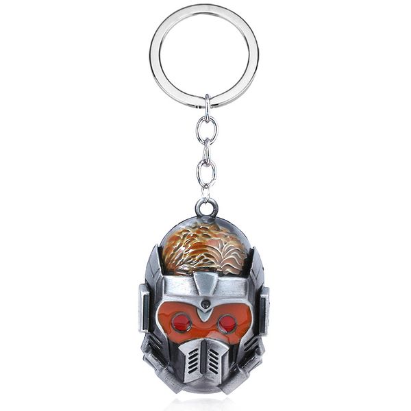 

three infinity war marvel genuine star lord mask keychain keyring for man, Silver