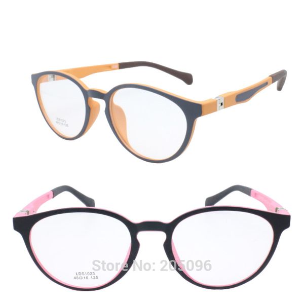 

retail sales 1023 wayframe bicolor 180 degrees flexible tr90 with silicone temple tips cute optical glasses frame for girl, Black