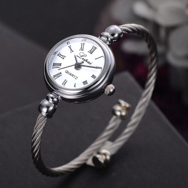 

2020 women bracelet watch stainless steel quartz ladies wristwatch female clock silver watch gift hours, Slivery;brown