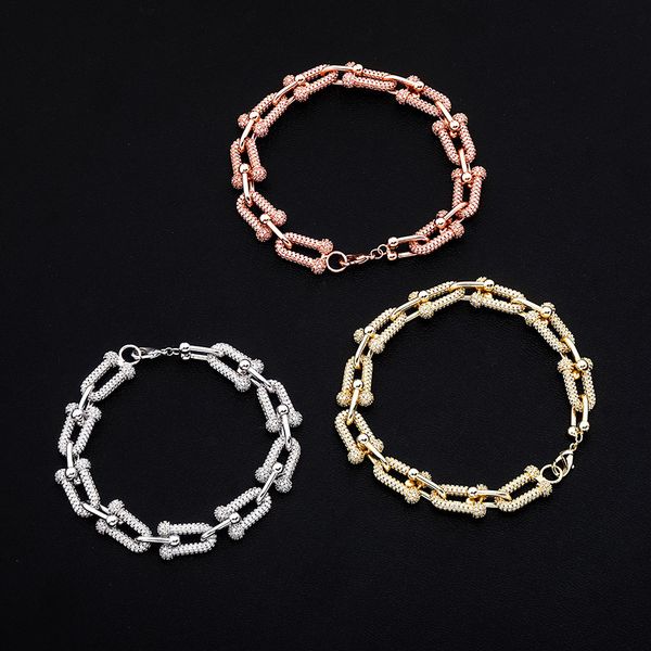 

новая позолоченный кристалл циркон браслет для браслетов женщин ювелирной моды streetwear мужских, Black