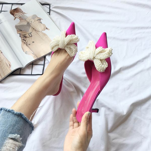

comely2020 toe summer slingback crystal sandals slippers ponted beaded rhinestone high heeled sandal women pumps shoes ink f, Black