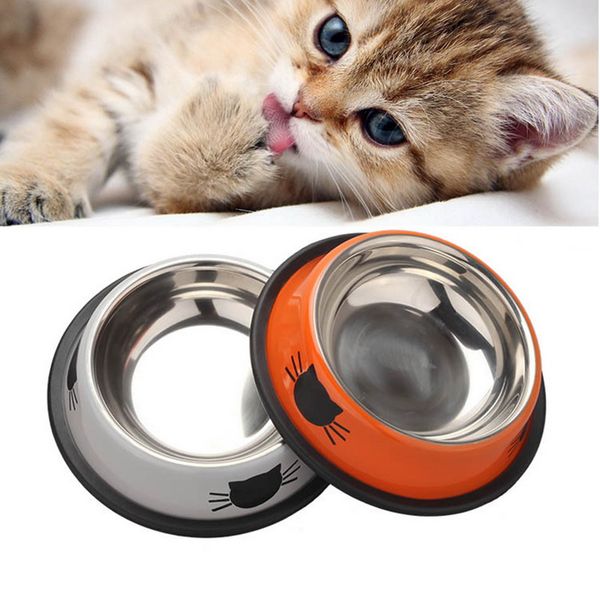

cat bowls & feeders pet product dog stainless steel anti-skid dogs cats water bowl pets drinking feeding tools supplies a