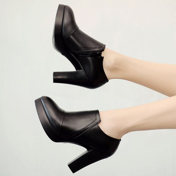 

dress shoes 2021 autumn korean version of the pointed thick with high heel ladies waterproof platform large size 40-43 yards women's, Black