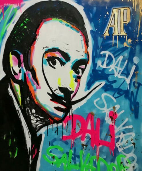

alec монополия граффити сальвадор дали портрет декор стены handpainted hd печати картина маслом на холсте wall art canvas картинки 200822