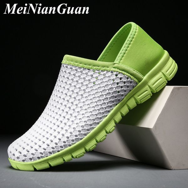 

breathable men's sneakers hollow running shoes men jogging white green sports shoes slip-on man sport shoe comfort male c8