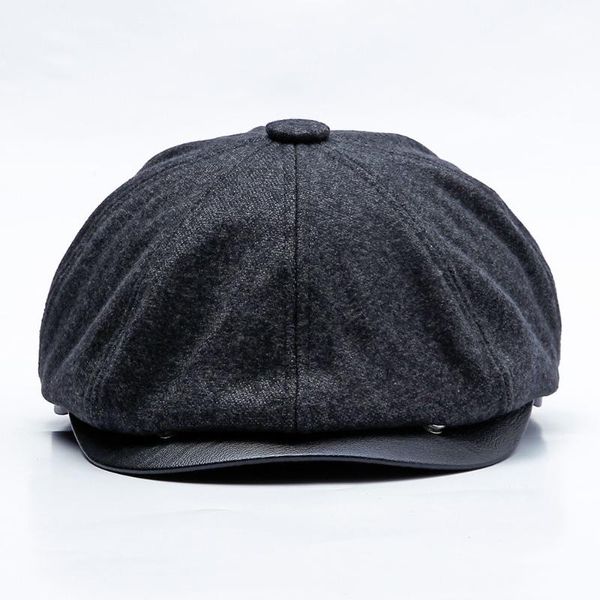 

berets retro octagonal hat sboy cap for men women windproof hats autumn winter warm plus velvet beret, Blue;gray