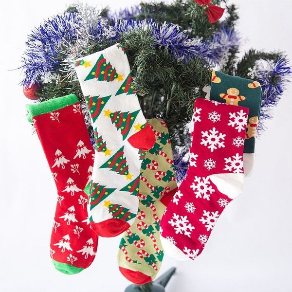 neue Weihnachtsdekorationen Weihnachtssocken Geschenktüte Weihnachten Für Männer und Frauen Schneegrün Guai kleiner Baum Socken T2I51343