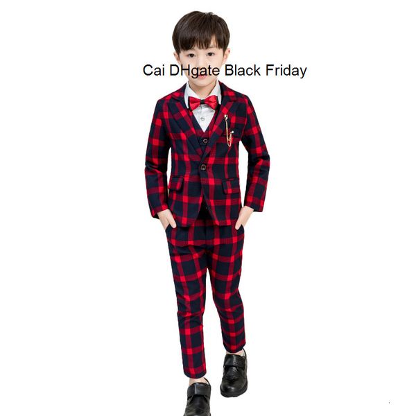 

new boys formal suits for weddings kids boy brand plaid blazer vest pants shirt tuxedo kids prom party dress clothing sets f019