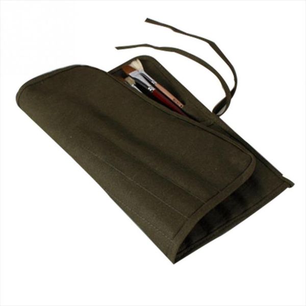 

army green canvas paint brushes bag for oil acrylic watercolor painting long wooden handle pouch brush storage paint stationery