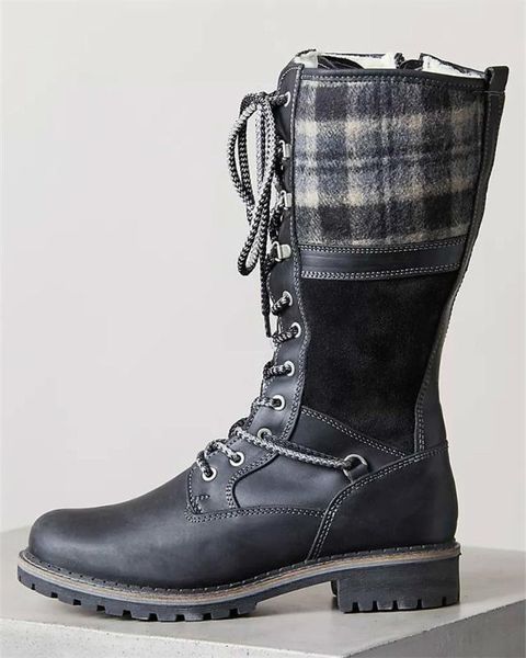 

women mid-calf boots chaussure booties heels vintage pu leather gladiator plus size matin shoes woman zapatos mujer sapato d1621, Black