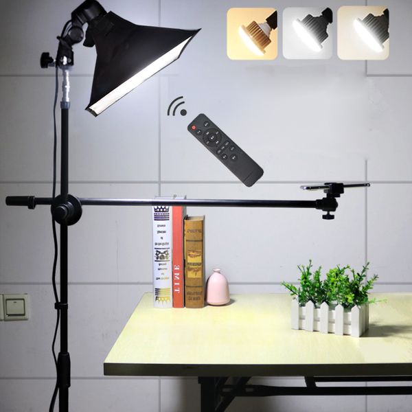 

phone pgraphy shooting led lamp fill light+bracket stand+boom arm+reflector softbox continuous lighting kits for p video