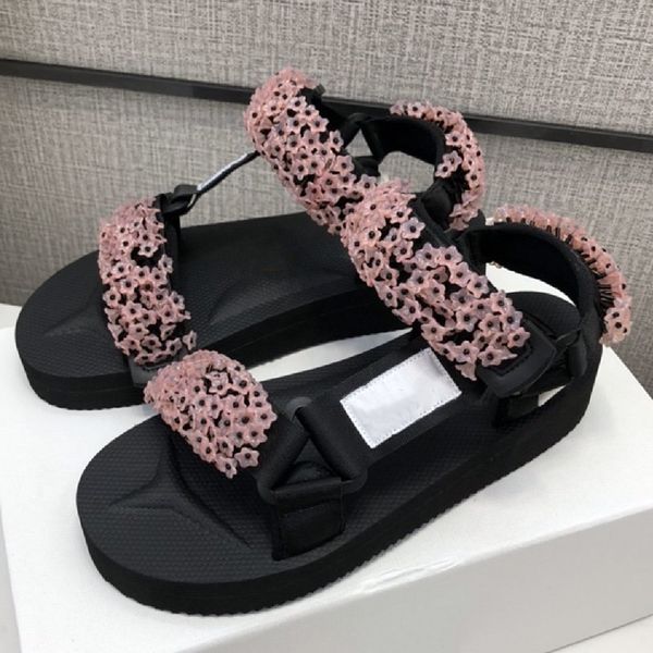 

flower shoes woman flat summer women shoes new sandals casual zapatos de mujer fashion back strap hook, Black