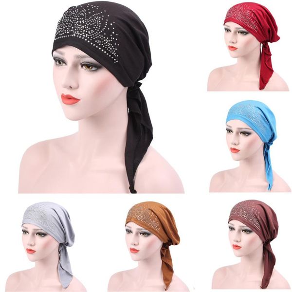 

turban hats for women stylish rhinestones hat slouchy beanie baggy headwrap caps hatqd0033, Blue;gray