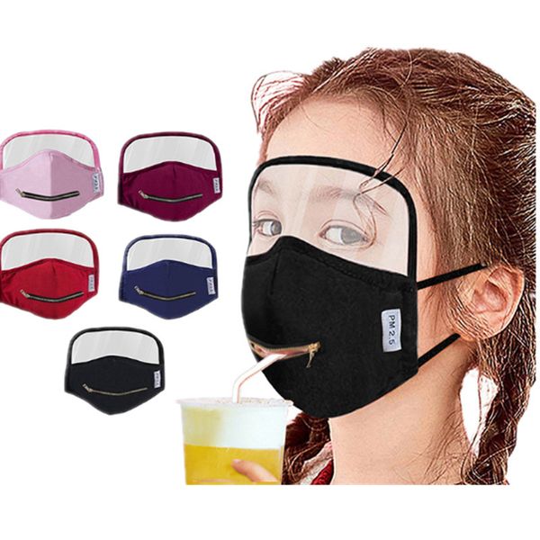 

children cotton face mask drinking mask with hole for straw reusable washable dustproof mask outdoor mouth masks cover masks with button