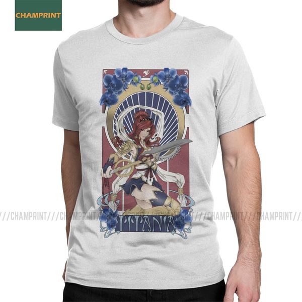 

титания erza королева фей fairy tail t shirt мужчины хлопок t-shirt нацу dragneel люси heartfilia аниме тройники с коротким рукавом