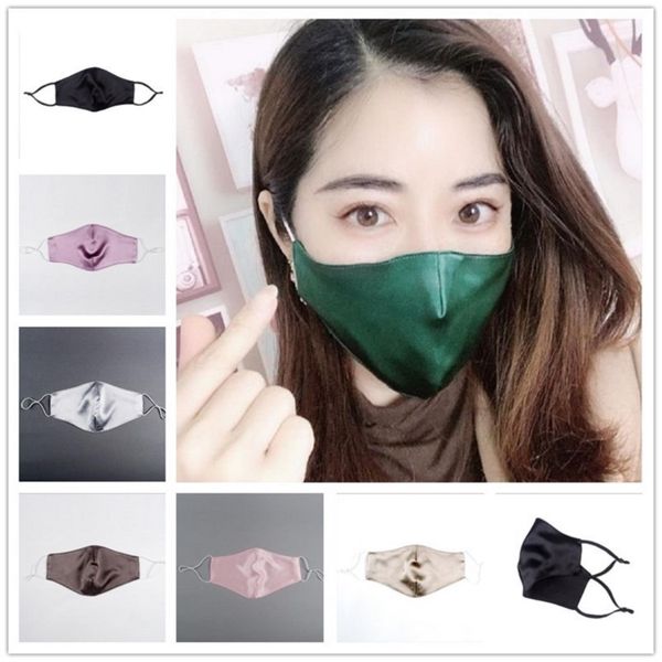 

2020 new summer ultra thin 19mm double silk face mask adjustable reusable designer sunscreen mouth mask washable dust cloth 7colors