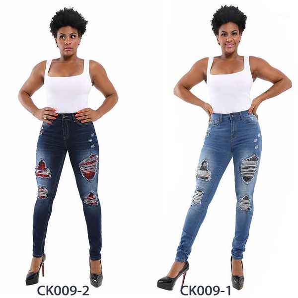 

jeans fashion casual washed and distrressed skinny pencil pants new arrival womens pants 20ss womens designer, Blue
