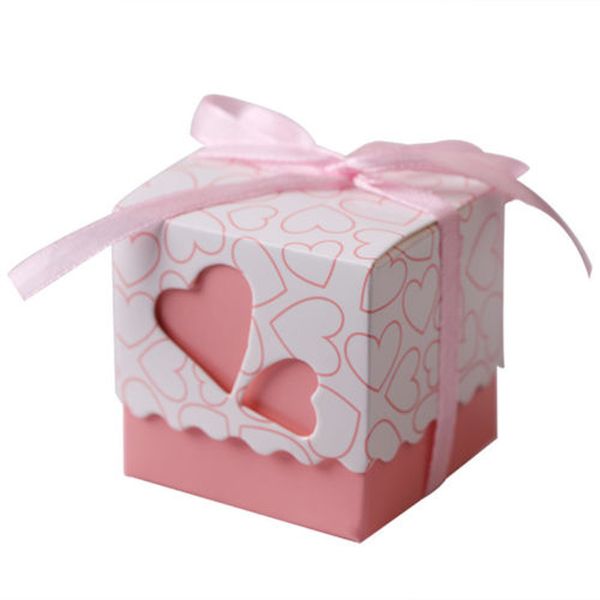 

10x Love Heart Candy Boxes Container Case Wedding Party Gift Sack With Ribbons