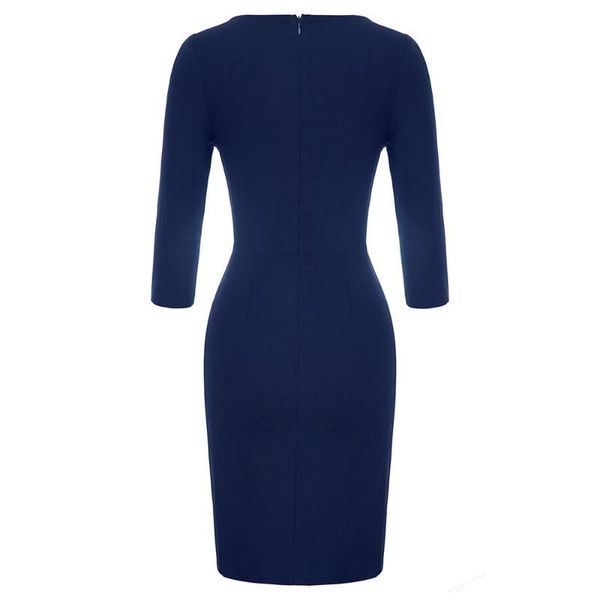 

Karin Retro Vintage Women Dress 3/4 Sleeve Scoop Neck Hips-Wrapped Bodycon Pencil Dress Fashion Lady Tight