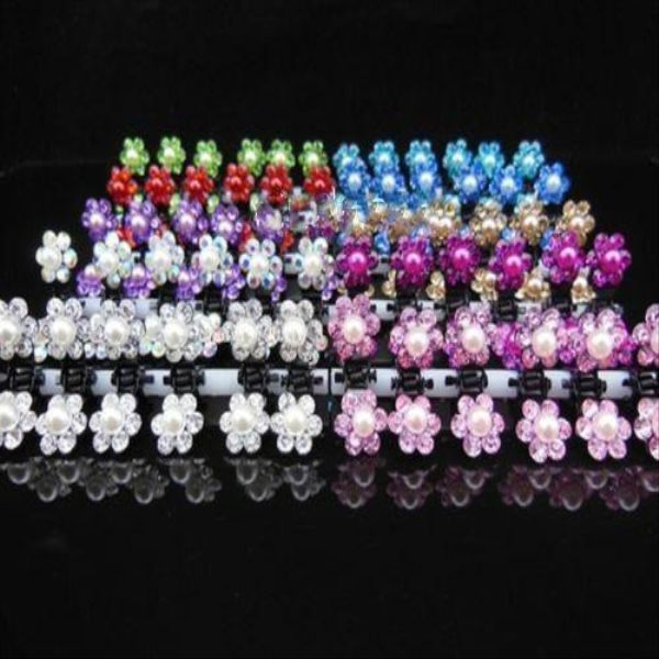 

pearl color for women flower claw hair 60pcs & clamp pin mini mixed hairclip crystal girl sports2005 xttsx, Golden;silver