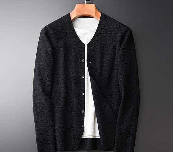 

men sweater new fashion v-neck cardigan black sweater hight quality slim fit solid color autumn and winter mens sweaters, White;black