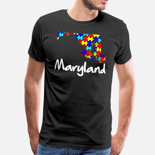 

maryland autism awareness t shirt men customized short sleeve o-neck letters anti-wrinkle funny summer style vintage shirt