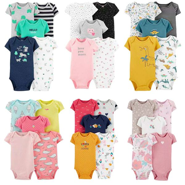 

2020 5 шт детской одежды лето, новый ребенок хлопок с короткими рукавами треугольника ползунками пяти частей младенца пердеть ромпер, Blue