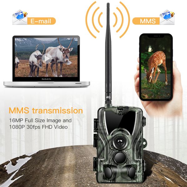 

hc-801lte 4g hunting camera 16mp trail camera ip65 p traps 0.3s mms/sms/smtp/ftp wild hc-800a upgraded, Camouflage