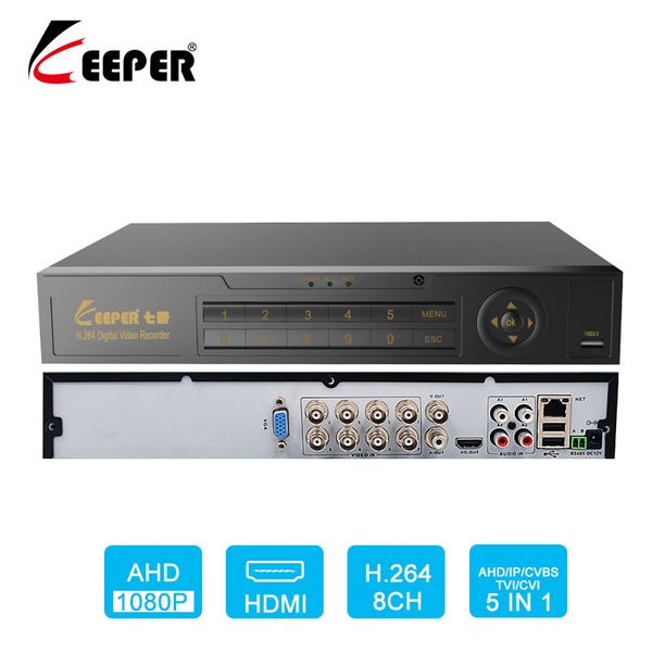 

kits keeper 8 channel 1080p ahd full hd 5 in 1 hybrid dvr surveillance video recorder for camera tvi cvi cvbs ip, Black;white