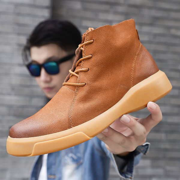 

mens slip coturno spring causal mens shoe genuine sale boty de leather sneakers para casual sapato leisure sapatos cuero, Black