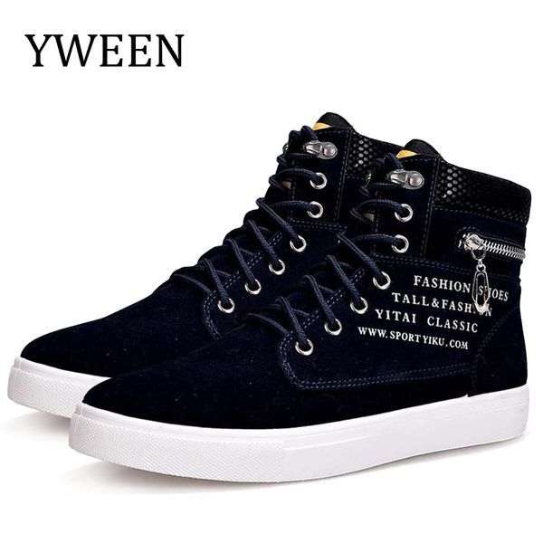 

yween men's casual shoes lace-up help style fashion men shoes sudent large size eur39-46, Black