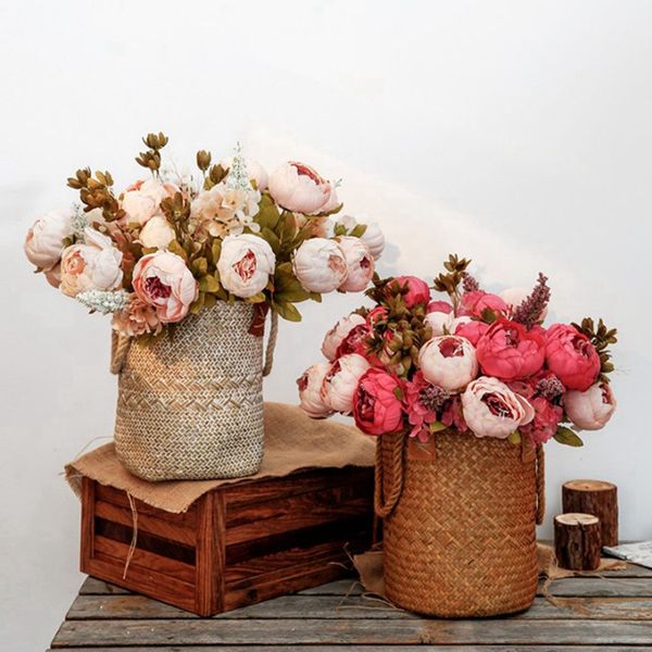 

13 heads cored peony bouquet wedding home floral simulation flower peony wholesale home decoration