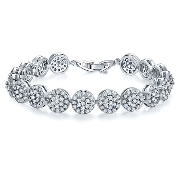 

classic round flower full crystal zircon chain bracelet multicolor golden silvery fashion woman bracelet jewelry gift, Black