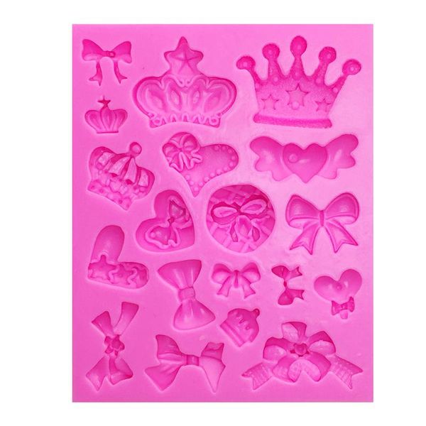 Розовый Шоколад Плесень Food Grade Silicone Корона Лук Форма для выпечки Аксессуары Нетоксические торт украшая инструменты мыло ручной работы пресс-формы