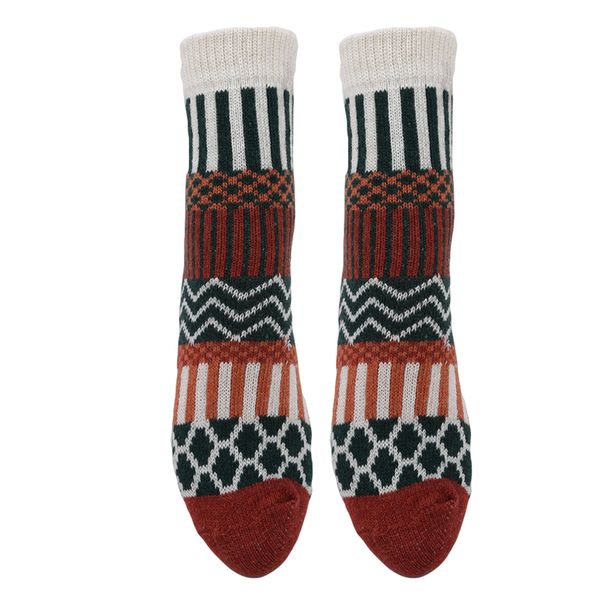 

contrast color socks winter 5 pairs ethnic style women's geometric pattern vintage thicken warm harajuku skateboard socks, Black