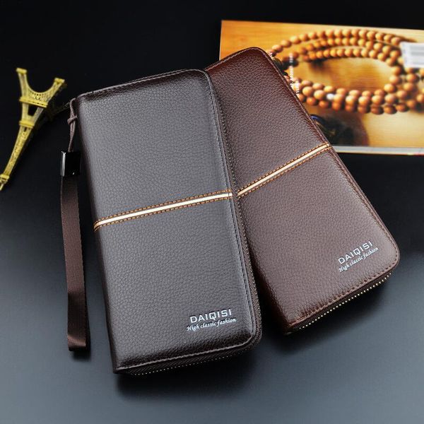 

wholesale men s wallet long zipper wallet clutch bag business casual large capacity soft wallet mobile phone case 5014