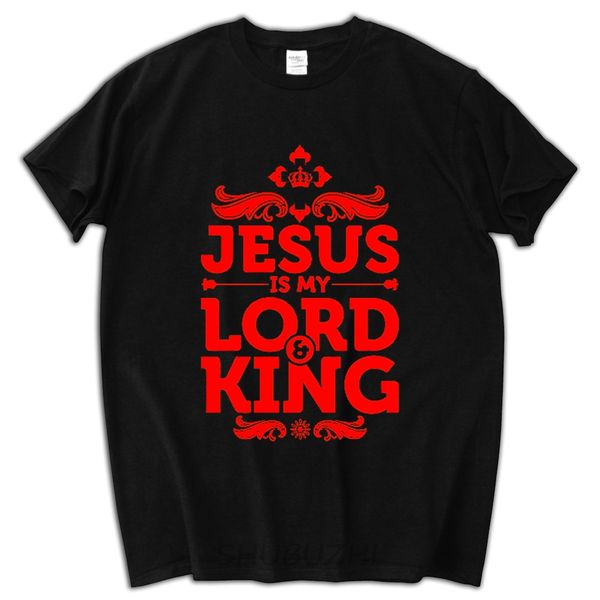 

men t shirts jesus is my lord and king funny shirt men's short sleeve crewneck cotton brand male tee shirt